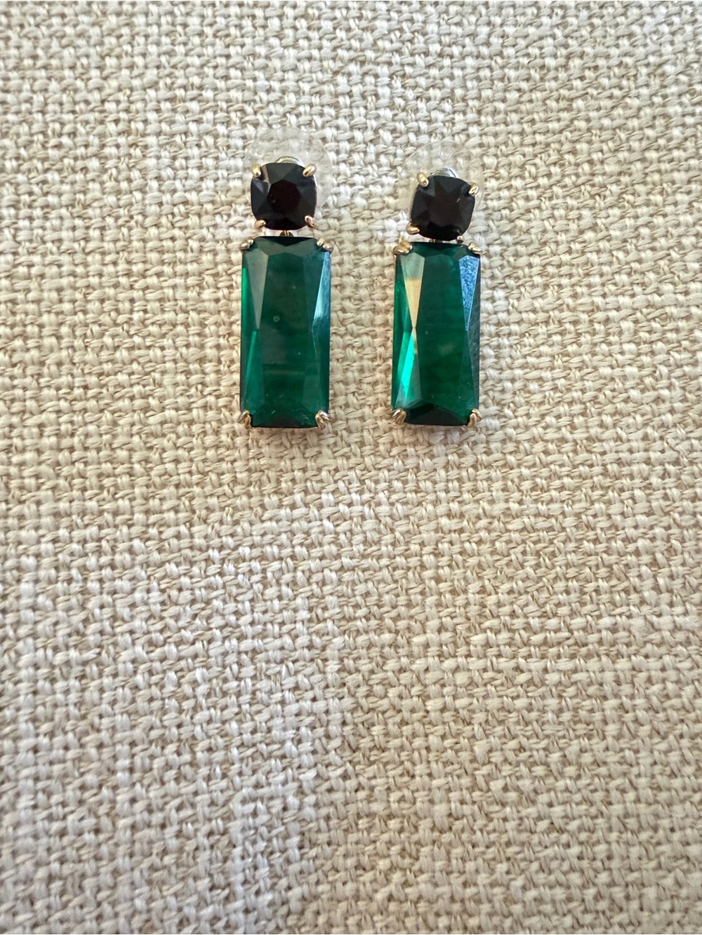 White House Black Market Emerald Green Rectangular Crystal Drop Earrings